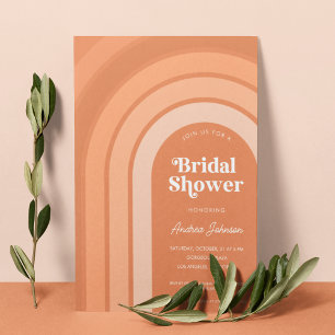 Orange Retro Boho Regnbåge Bröllopsdusch för Brud Inbjudningar
