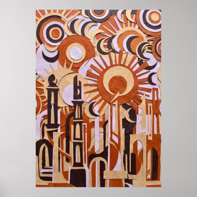 Orange Retro Cirklar Abstrakt Affisch (Framsidan)