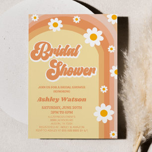 Orange Retro-Daisy, blomma Möhippa Inbjudningar