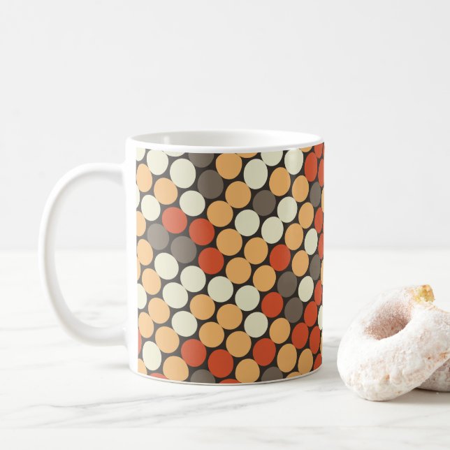 Orange retro dots kaffemugg (Med munk)