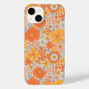 Orange Retro Flower Mönster