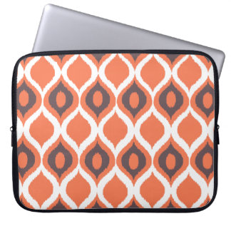 Orange Retro Geometric Ikat Tribal Print Mönster Laptop Fodral