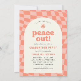 Orange Retro Groovy 70-talets Studentfest Inbjudningar