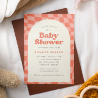 Orange Retro Groovy 70-tals Rutigt Babyfest