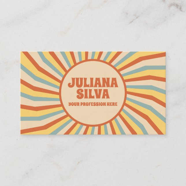 Orange Retro Line med QR-Affärskort Visitkort (Framsida)