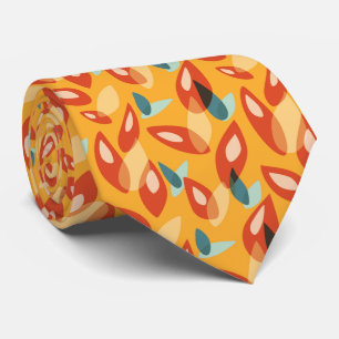 Orange Retro Modern Geometric Lövs 70-tal Mönster Slips