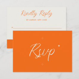 Orange Retro Modern Minimalist Djärv Bröllop OSA Kort