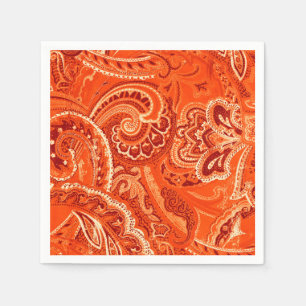 Orange Retro Paisley Bandanna/Bandana Pappersservett