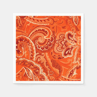 Orange Retro Paisley Bandanna/Bandana Pappersservett