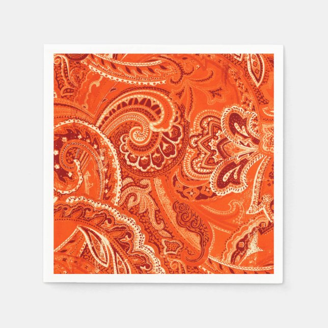 Orange Retro Paisley Bandanna/Bandana Pappersservett (Framsidan)