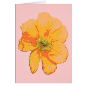 Orange Retro/PopArt-blomma Hälsningskort