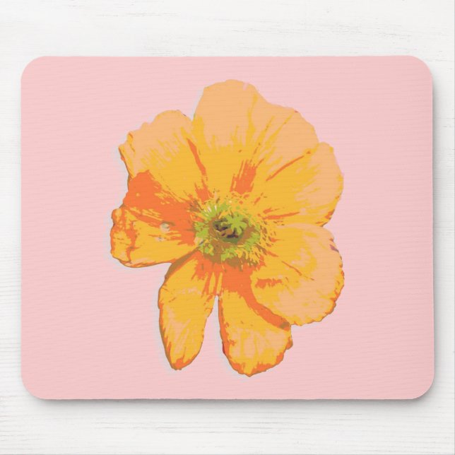 Orange Retro/PopArt-blomma Musmatta (Framsidan)
