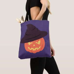 Orange Retro Pumpkin Tote Bag - Vintage Halloween Tygkasse