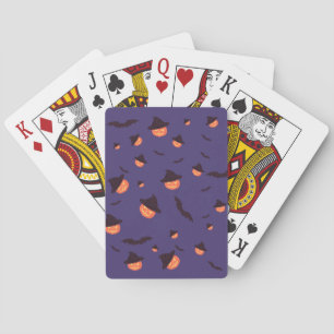 Orange Retro Pumpkins & Fladdermus Halloween Poker Casinokort
