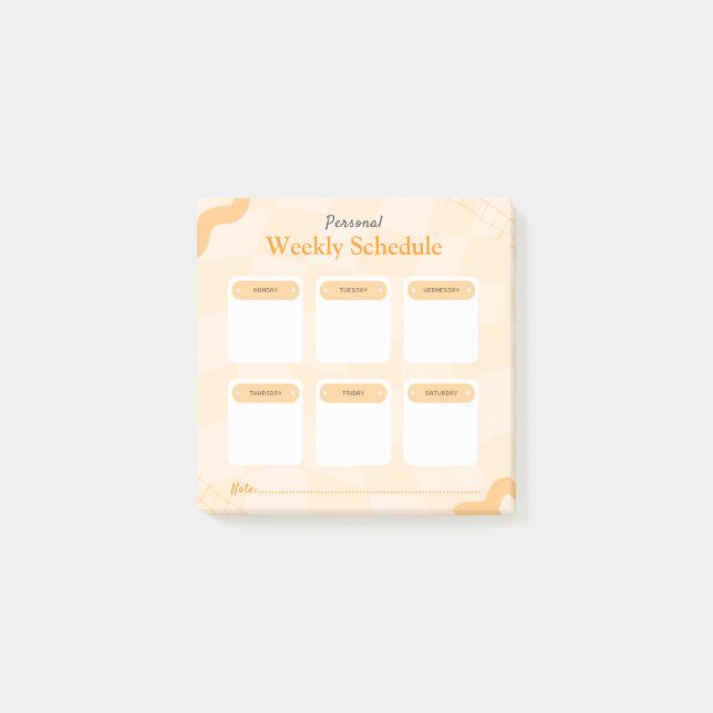 Orange Retro Stil Personal Weekly Planner Post-it Block (Framsida)