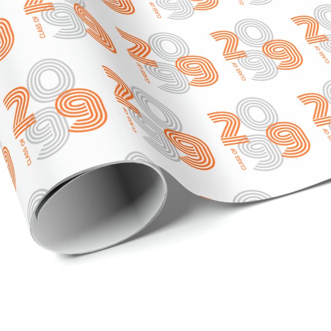 Orange Retro Stora Nummer Klass Av Presentpapper (Rullad Hörn)