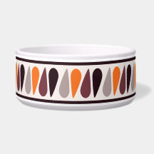 Orange Retro Teardroppe Mönster Ceramic Hund Bowl