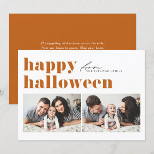 Orange Retro Typography Happy halloween 2 Photo Julkort