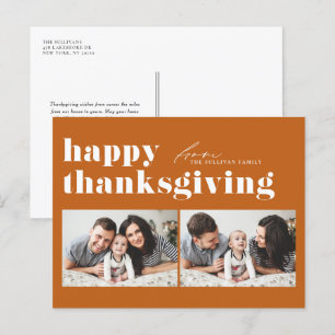 Orange Retro Typography Happy thanksgiving Photo Helg Vykort