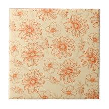 Orange Retro-Vintage Y2K Flower Mönster