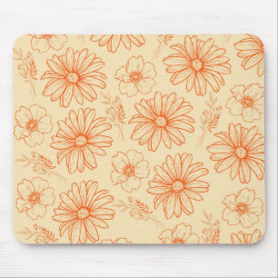 Orange Retro-Vintage Y2K Flower Mönster Musmatta