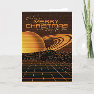 Orange Retrowave-julkort Helgkort