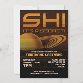 Orange Retrowave Överrasknings Födelsedagsfest Inb Inbjudningar