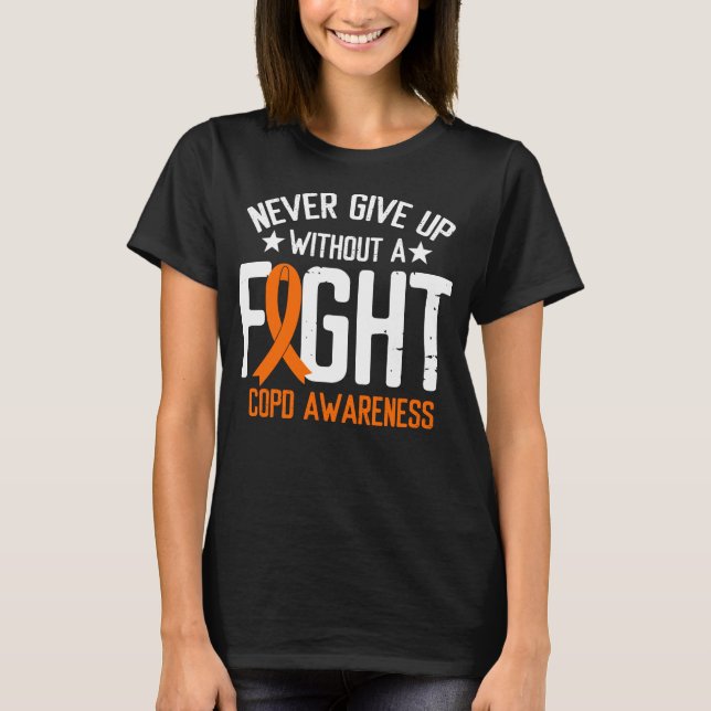 Orange Ribbon a Fight Lung Disease COPD Awareness T Shirt (Framsida)