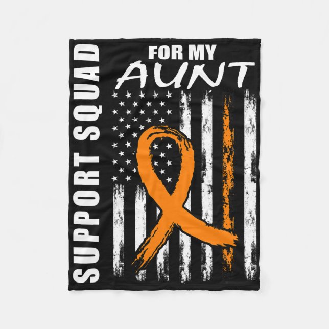 Orange Ribbon Aunt Leukemia Awareness Usa Flag Can Fleecefilt (Framsidan)