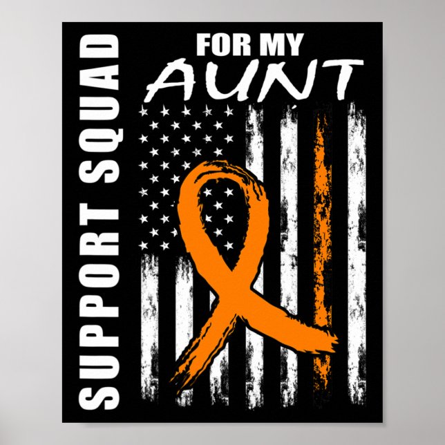 Orange Ribbon Aunt Leukemia Awareness Usa Flag Can Poster (Framsidan)