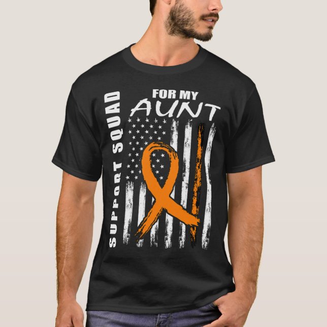 Orange Ribbon Aunt Leukemia Awareness Usa Flag Can T Shirt (Framsida)