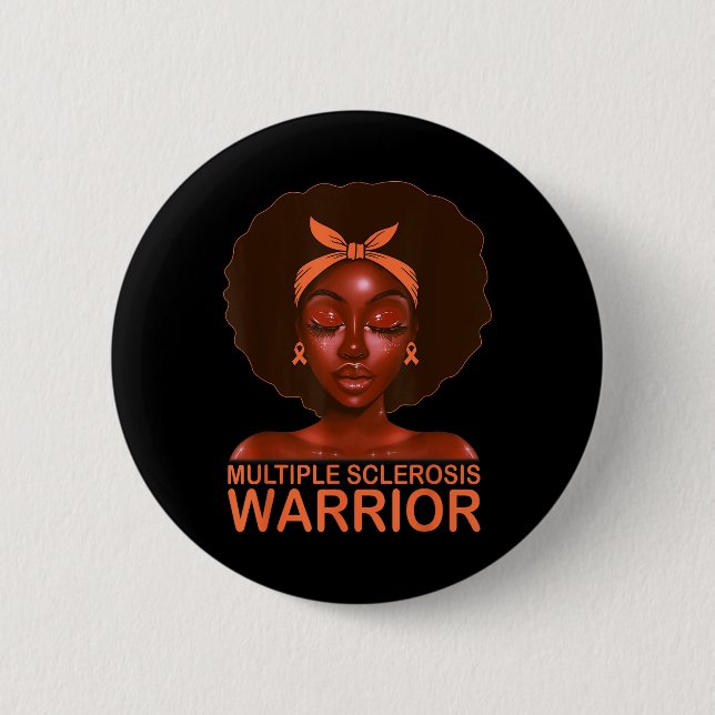 Orange Ribbon Awareness Warrior Black Afro Knapp (Framsida)