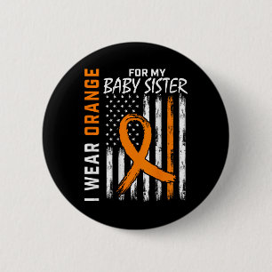 Orange Ribbon Baby Sister Leukemia Medvetenhet Knapp