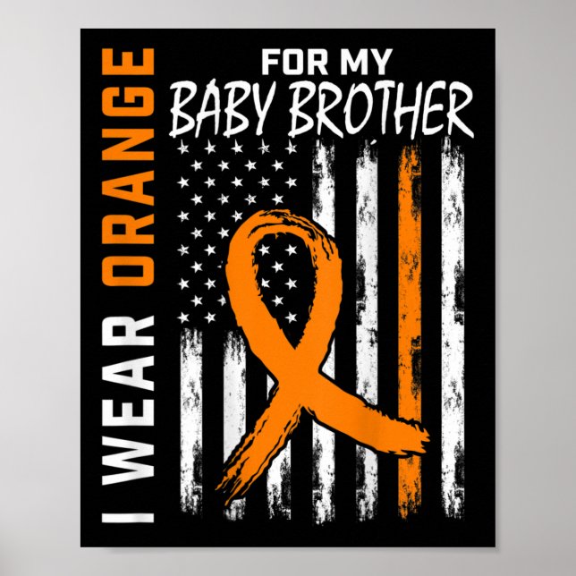 Orange Ribbon Bbyby Brother Leukemia Awareness Poster (Framsidan)