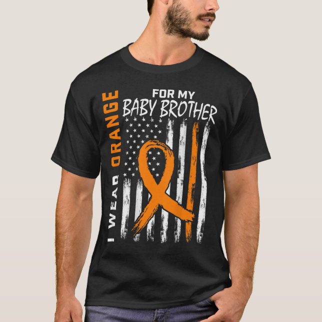 Orange Ribbon Bbyby Brother Leukemia Awareness T Shirt (Framsida)