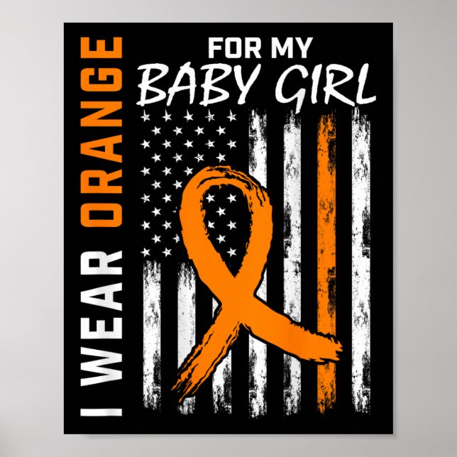 Orange Ribbon Byby Girl Leukemia Awareness Poster (Framsidan)
