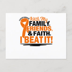 Orange Ribbon Cancer Survivor Friends Family Meddelande Vykort
