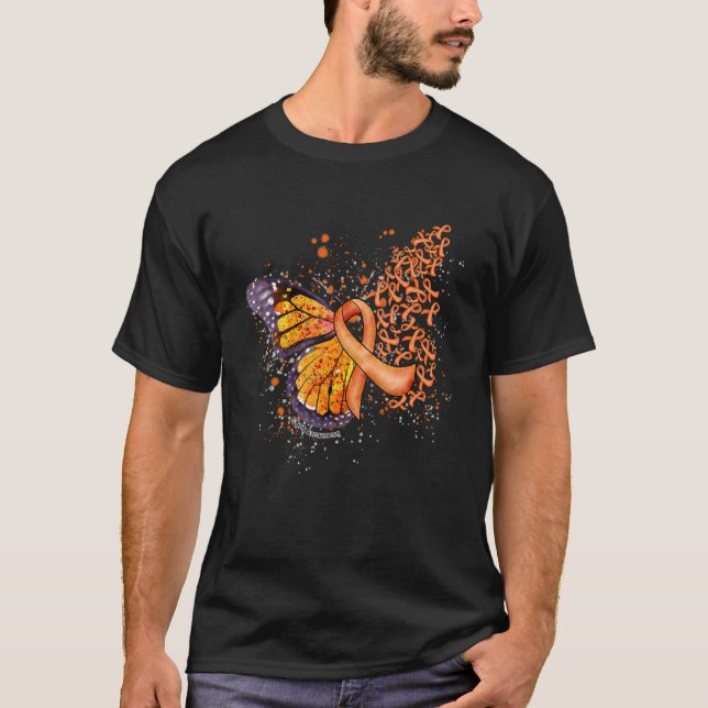 Orange Ribbon Copd Awareness - Plockterfly T Shirt (Framsida)