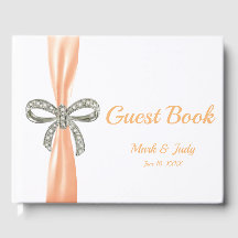 Orange Ribbon Diamond Bow Bröllop Guestbook