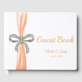 Orange Ribbon Diamond Bow Bröllop Guestbook Gästböcker
