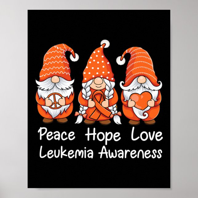 Orange Ribbon Gnomes stöder Leukemis överlevnad Poster (Framsidan)