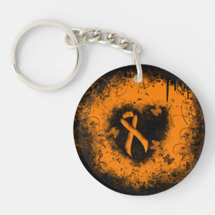 Orange Ribbon Grunge Heart