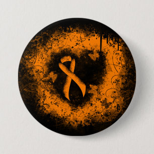 Orange Ribbon Grunge Heart Knapp