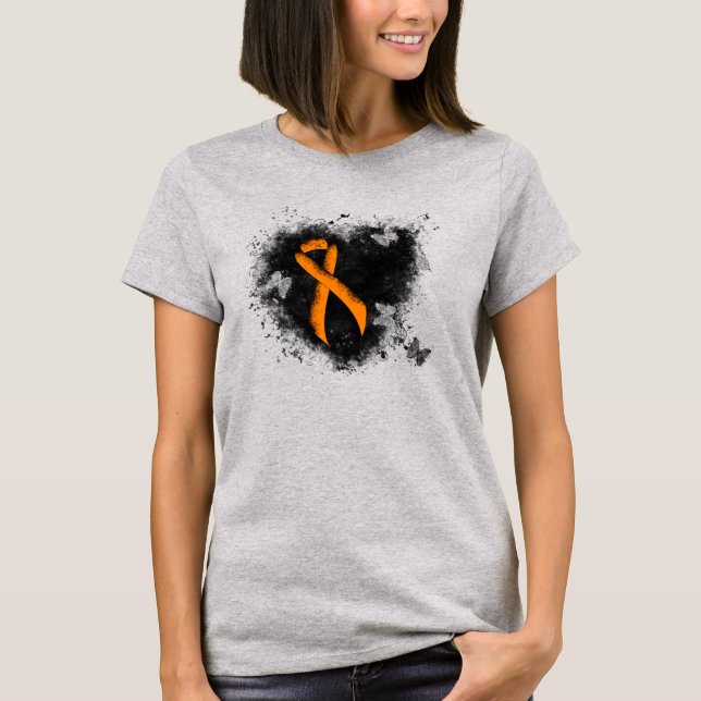 Orange Ribbon Grunge Heart Tröja (Framsida)
