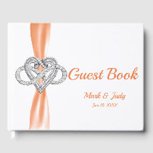 Orange Ribbon Infinity Heart Bröllop Guestbook
