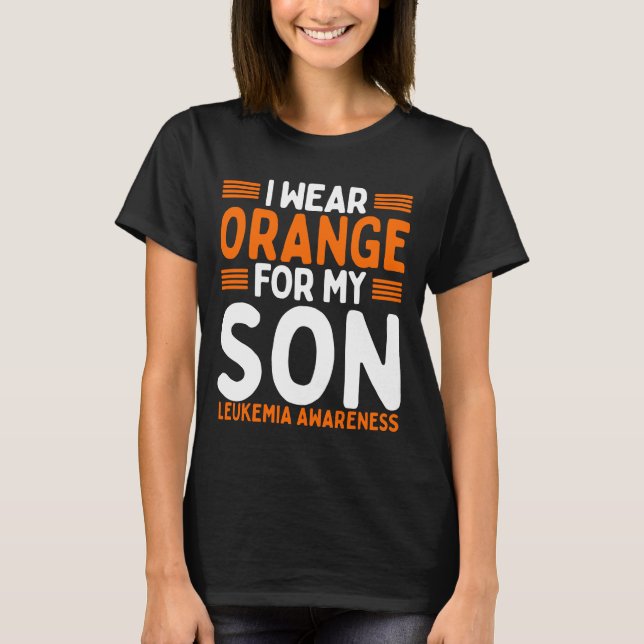 Orange Ribbon Kid Leukemia Awareness Son T Shirt (Framsida)