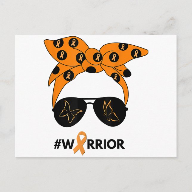 Orange Ribbon Kidney Cancer Warrior Bandana Unbrea Vykort (Framsida)