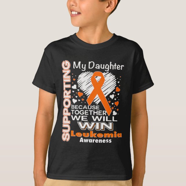 Orange Ribbon Leukemia Awareness Support My Dau T Shirt (Framsida)