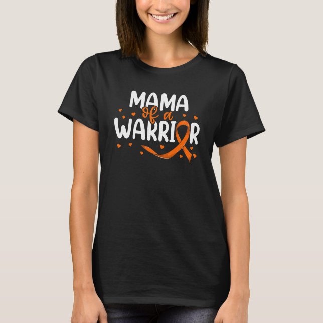 Orange Ribbon Leukemia Barnbarn Mamma of a Warrio T Shirt (Framsida)