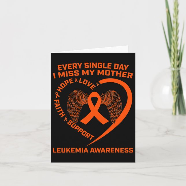 Orange Ribbon Mamma Leukemi - medvetenhet om minne Kort (Framsida)